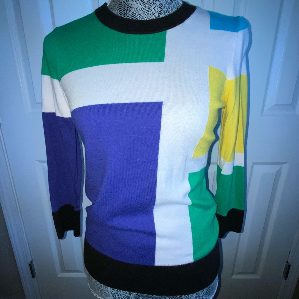 Kate Spade colorblock 3/4 sleeve sweater sz S